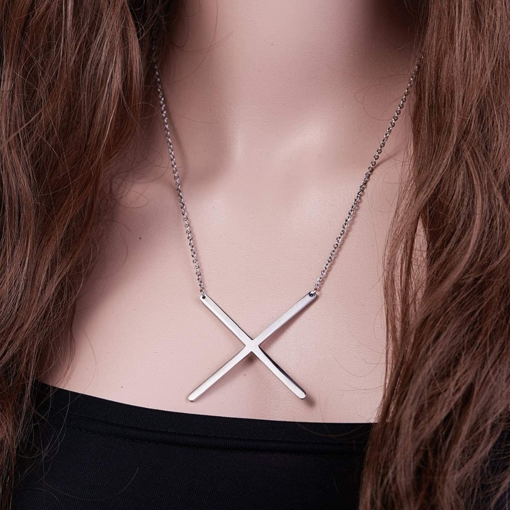 Silver Initial Stainless Steel Pendant Necklace Letters A-Z - Picture 6 of 6